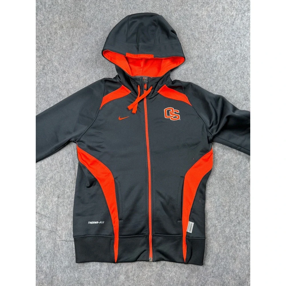 Nike Therma-FIT Oregon State Beavers Full Zip Hoodie Mens XS Black Orange OS